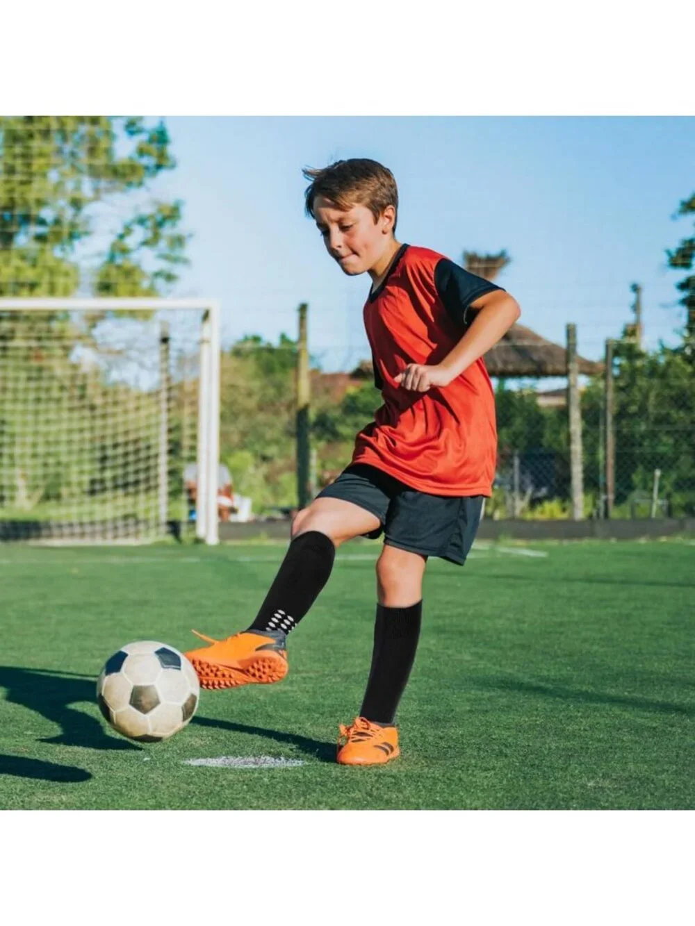 Youth Non-Slip Knee High Soccer Socks - 3 Pairs for Boys & Girls, Ages 8-17